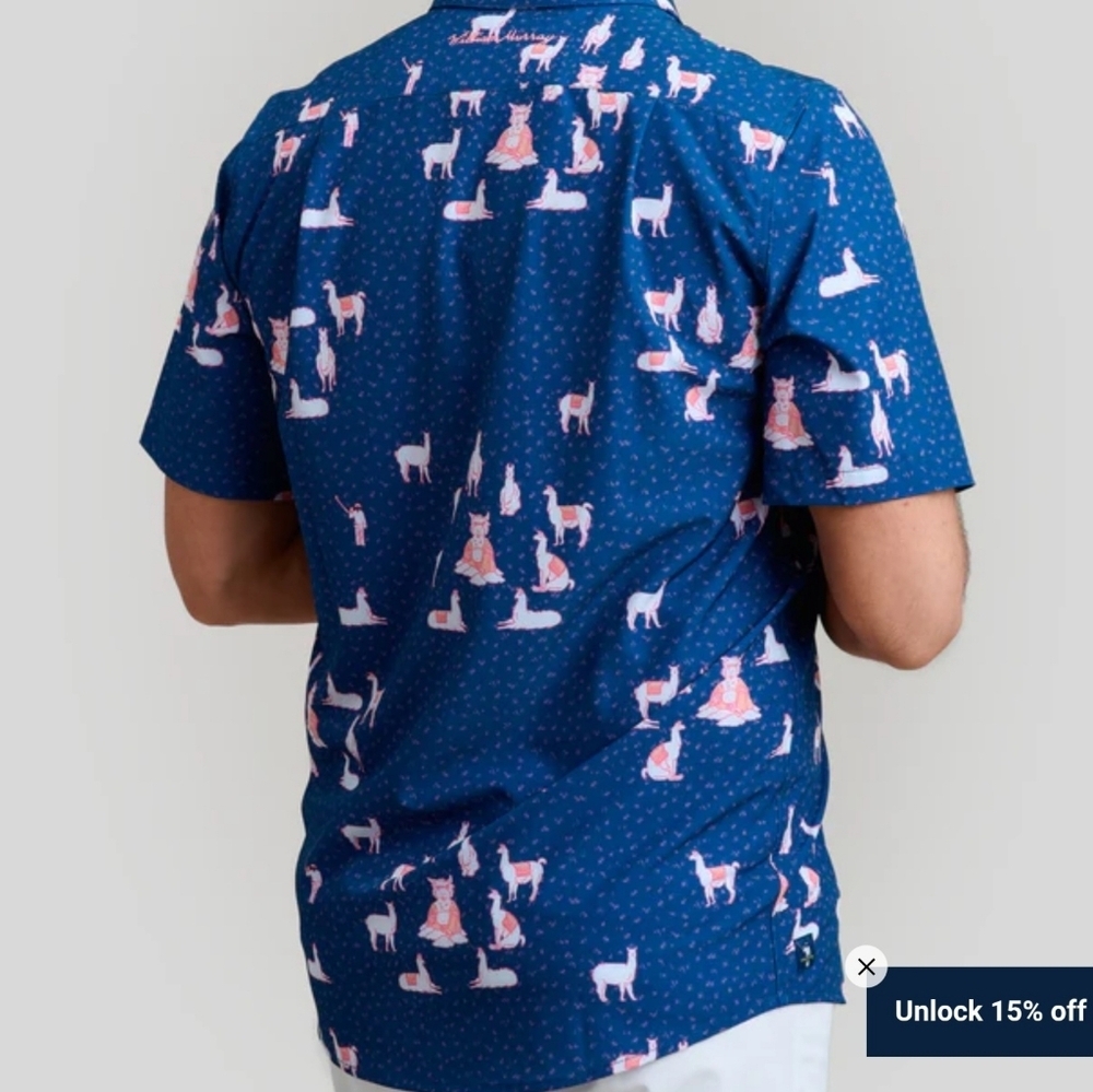 William Murray Llama Button Down Golf Perforance … - image 3